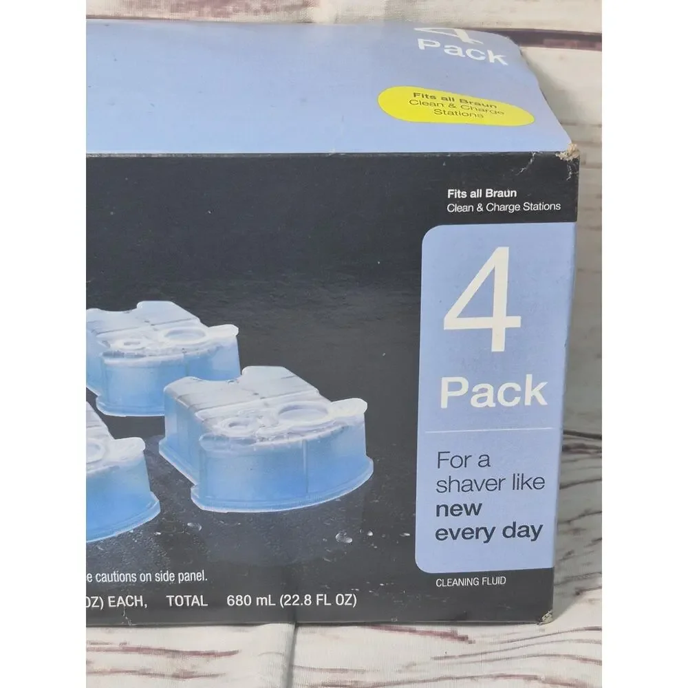 Genuine Braun Shaving Station Clean & Renew Refill Cartridges 4 Pack Lemon-Fresh